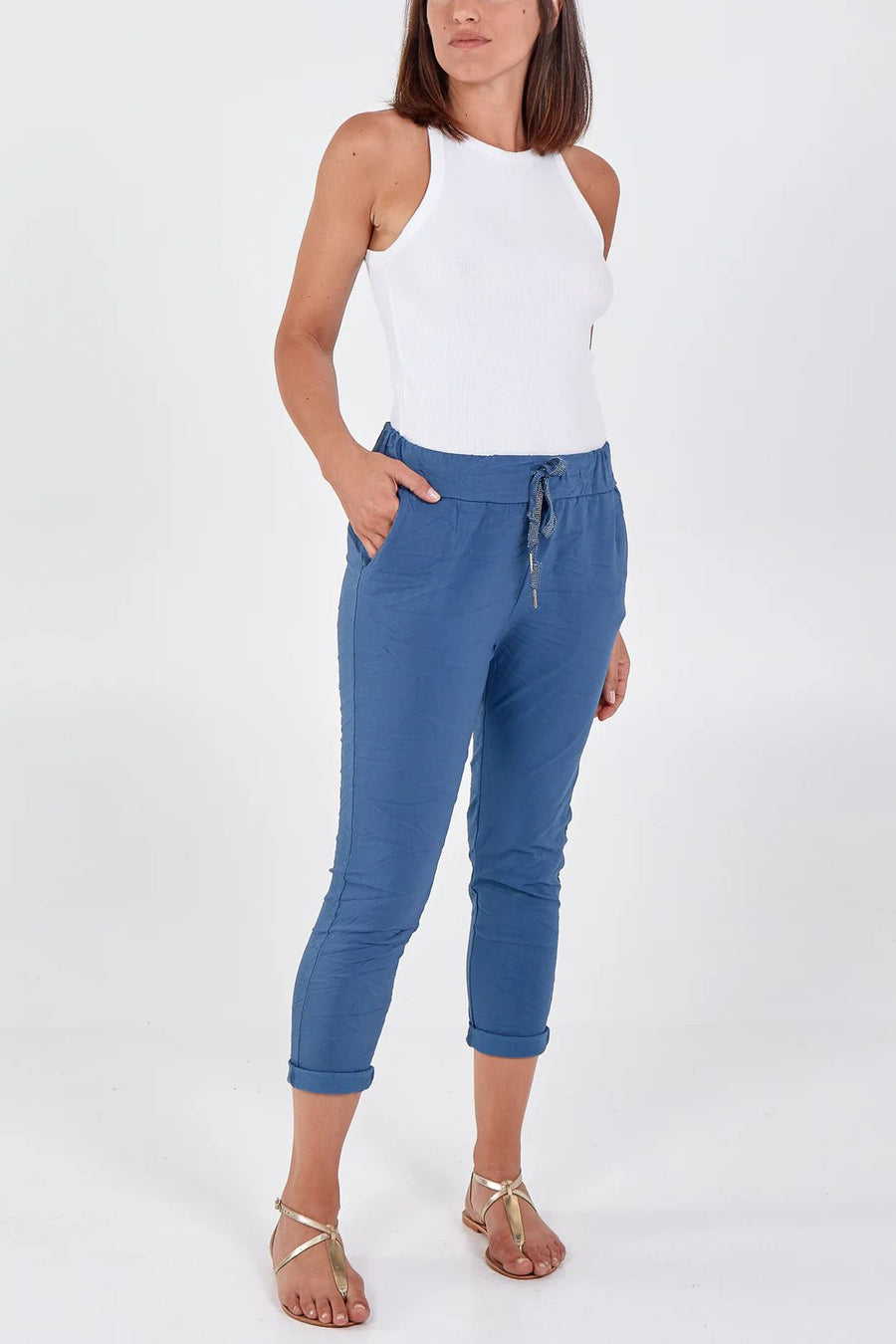 Magic Plain Smart Non-Crush Trouser - Denim