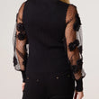 Load image into Gallery viewer, Mesh Flower Sleeve Turtle Neck Jumper - Black
