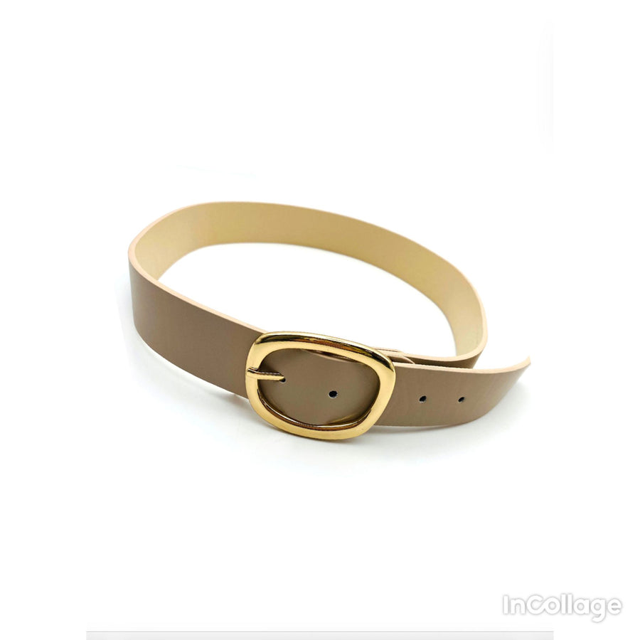 Oval Buckle Belt - Taupe
