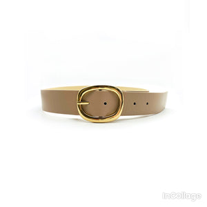 Oval Buckle Belt - Taupe