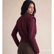 Load image into Gallery viewer, Padded Shoulders Cinched Top - Burgundy
