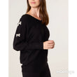 Load image into Gallery viewer, Pearl Bow Cut Out Sleeve Jumper - Black
