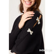 Load image into Gallery viewer, Pearl Bow Cut Out Sleeve Jumper - Black
