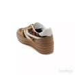 Load image into Gallery viewer, Platform Faux Suede Lace Up Gum Sole Trainers - Leopard
