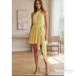 Load image into Gallery viewer, Polka Dot Halter Mini Dress - Yellow
