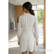 Load image into Gallery viewer, Polka Dot Ruffle Neck Shift Dress - White
