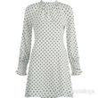 Load image into Gallery viewer, Polka Dot Ruffle Neck Shift Dress - White
