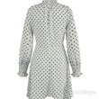 Load image into Gallery viewer, Polka Dot Ruffle Neck Shift Dress - White
