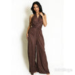 Load image into Gallery viewer, Polka Dot Side Buckle Wrap Jumpsuit - Brown
