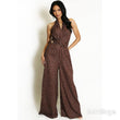Load image into Gallery viewer, Polka Dot Side Buckle Wrap Jumpsuit - Brown
