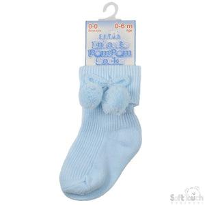 Pom Pom Ankle Socks - Blue