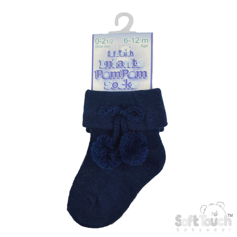 Pom Pom Ankle Socks - Navy