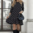 Load image into Gallery viewer, Poppy Frill Polka Dots Dress - Black

