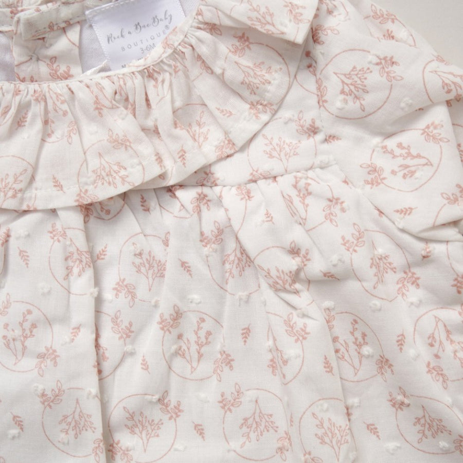 Baby Girls Knitted/Woven Mix Blouse, Footed Trousers & Headband - Pink