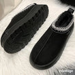 Load image into Gallery viewer, Platform Faux Suede Embroidered Aztec Detail Fluffy Slipper Boots - Black

