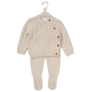 Baby Boys Knitted 2 Piece Outfit - Beige