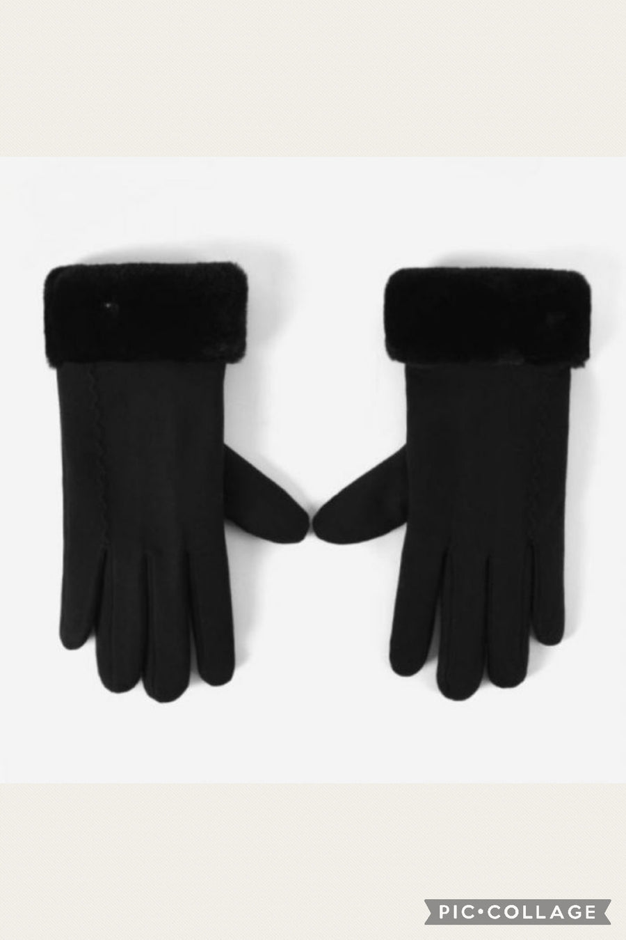 Heart Cut Out Winter Gloves - Black