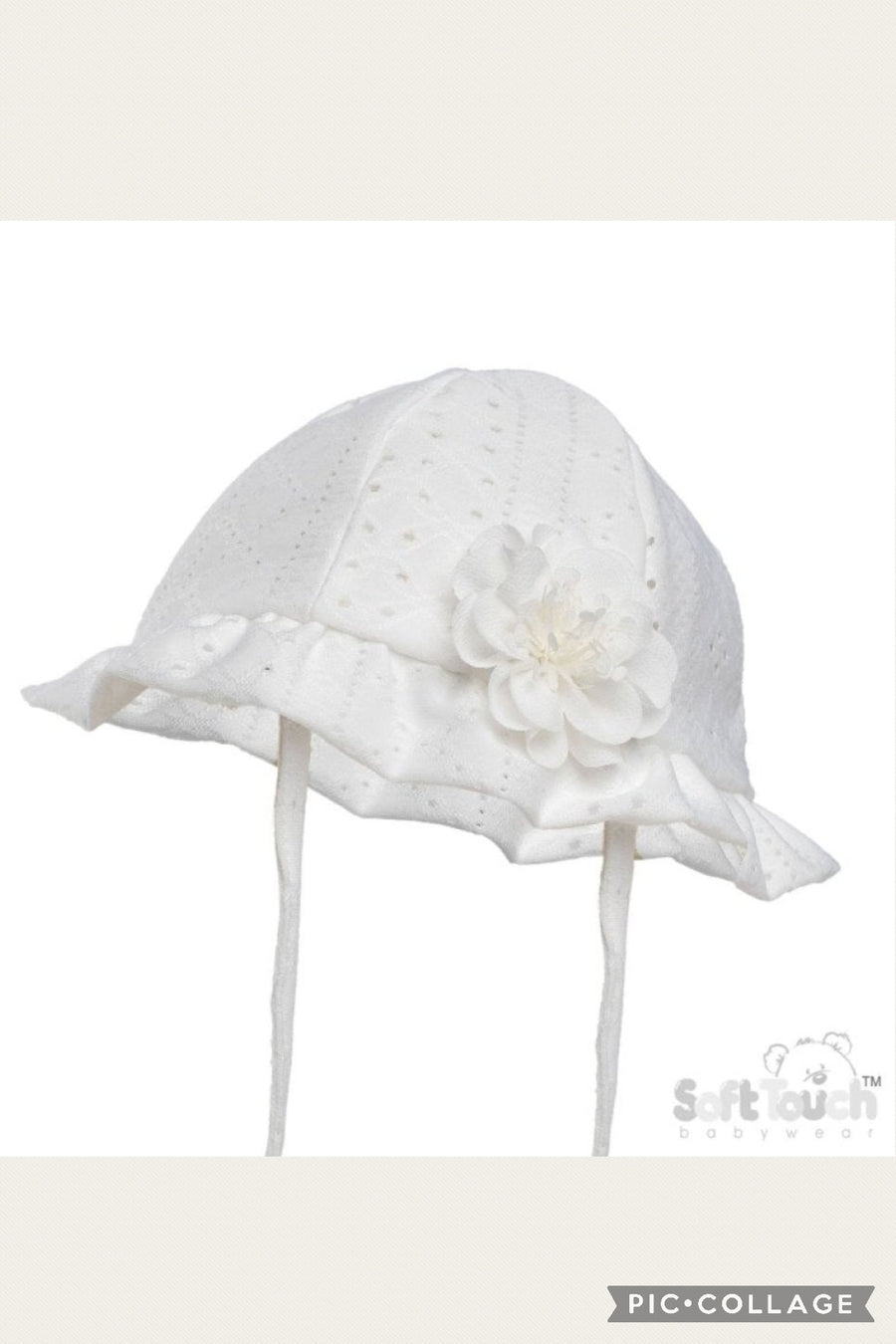 Girls Broderie Anglaise Hat - White