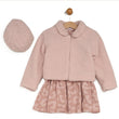 Load image into Gallery viewer, Girls Boucle Fur Jacket &amp; Beret With Crepe Dress - Pink
