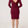 Load image into Gallery viewer, V-Neck &amp; Bow Back Knit Dress - Berry
