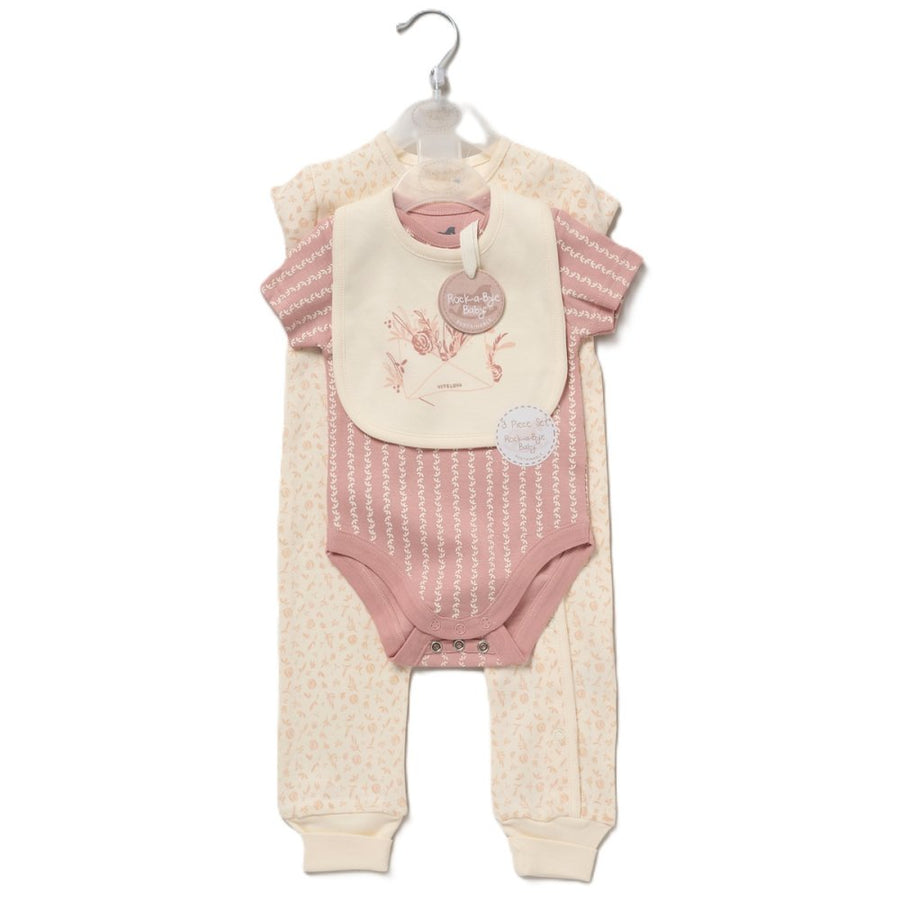 Baby Girls 3 Piece All In One Set - Pink