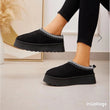 Load image into Gallery viewer, Platform Faux Suede Embroidered Aztec Detail Fluffy Slipper Boots - Black
