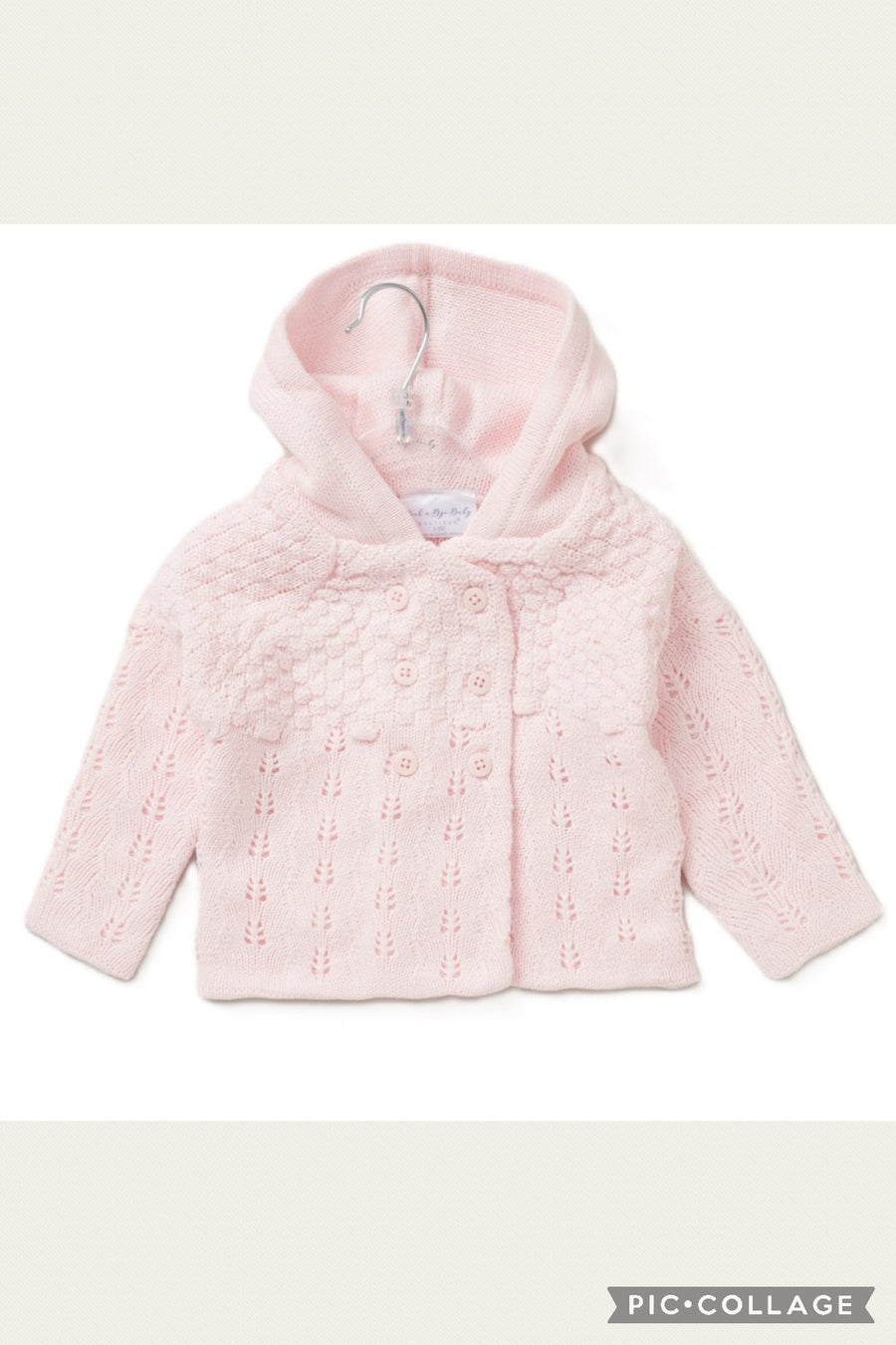 Baby Girls Double Knit Hooded Cardigan - Pink
