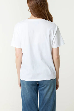 Adorned Graphic Illustration T-Shirt - White