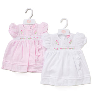 Baby Girls Floral Dress, Pants And Headband Set - White