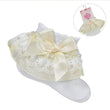 Load image into Gallery viewer, Baby Lace Socks With Flower Trim &amp; Bow - Lemon
