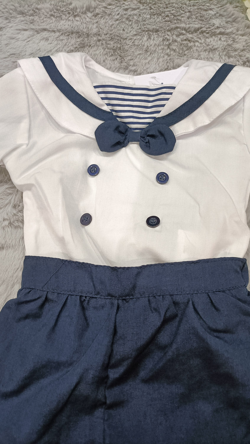 Baby Sailor Bow Tie Shorts & Tee - Navy