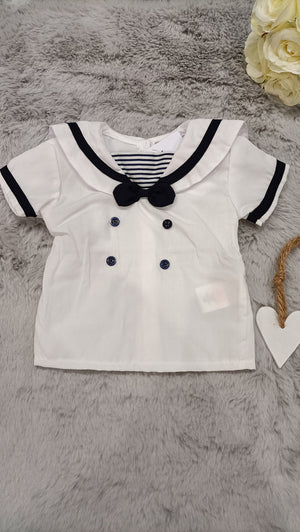 Baby Sailor Bow Tie Shorts & Tee - Navy