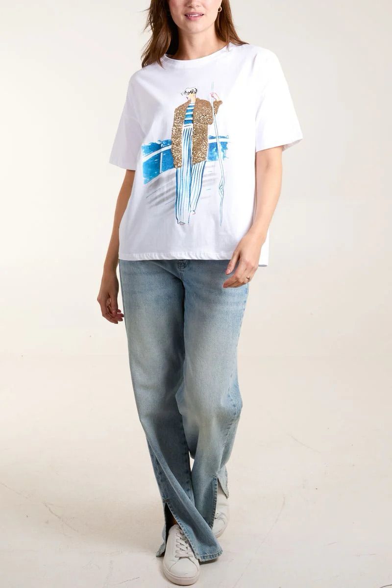 Sequin Cruise T-Shirt - White