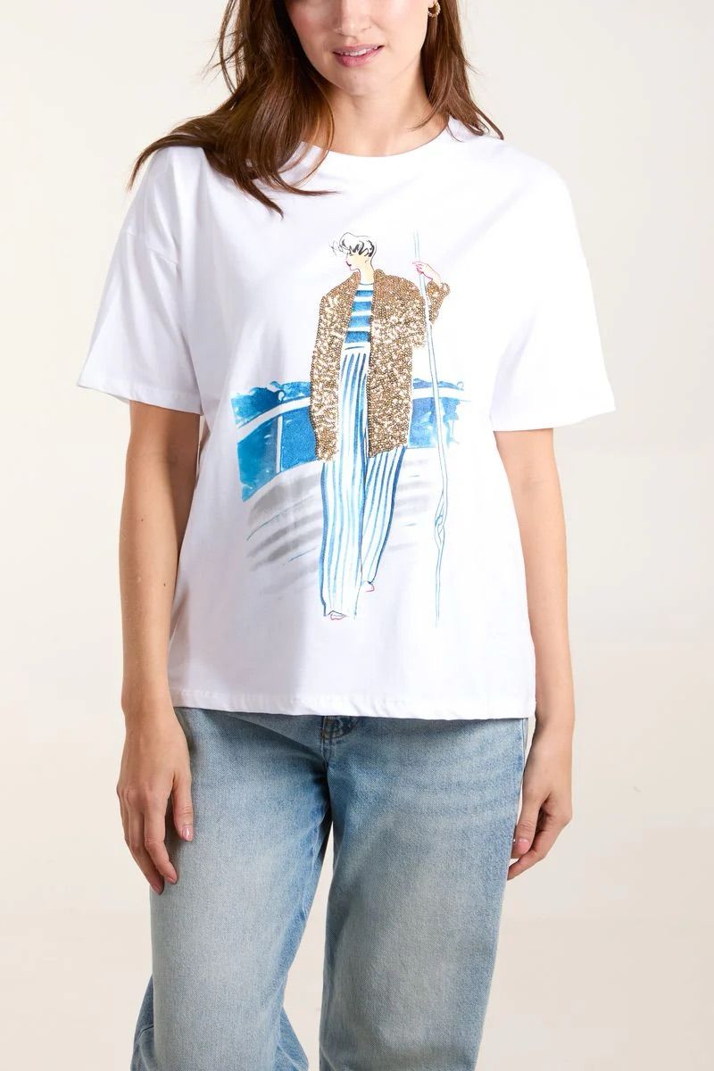 Sequin Cruise T-Shirt - White