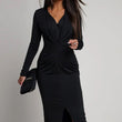 Load image into Gallery viewer, Serina Ruched Bodycon Midaxi Dress - Black
