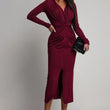 Load image into Gallery viewer, Serina Ruched Bodycon Midaxi Dress - Wine
