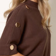 Load image into Gallery viewer, Short Sleeve Button Detail Jumper - Choc
