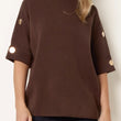 Load image into Gallery viewer, Short Sleeve Button Detail Jumper - Choc
