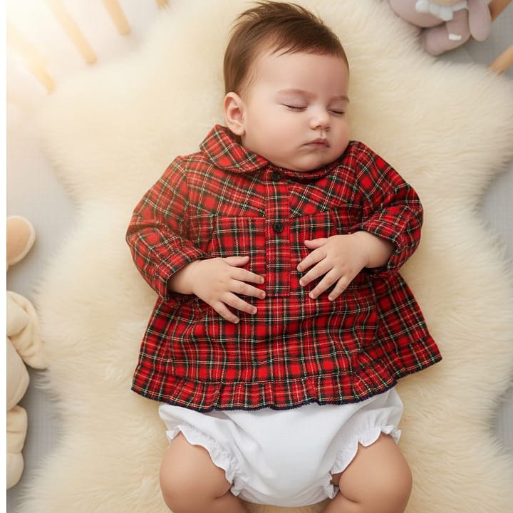 Baby Girls Tartan Dress & Pants - Red