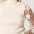 Load image into Gallery viewer, Turtle Neck Mesh Flower Sleeve Jumper - Stone
