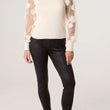 Load image into Gallery viewer, Turtle Neck Mesh Flower Sleeve Jumper - Stone
