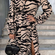 Load image into Gallery viewer, Vionara Animal Print L/S Viscose Dress - Stone
