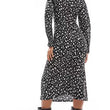 Load image into Gallery viewer, V-Neck Lace Edge Star Print Midi Dress - Black
