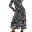 Load image into Gallery viewer, V-Neck Lace Edge Star Print Midi Dress - Black
