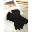 Load image into Gallery viewer, Winter Gloves With Plush White Faux Fur - Black
