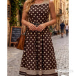 Load image into Gallery viewer, Yolanthe Contrast Border Sleeveless Polka Dot Midi Dress - Brown
