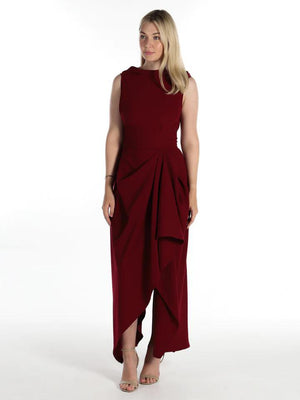 Blonde & Wise Ivy Dress With Ruffle - Deep Red