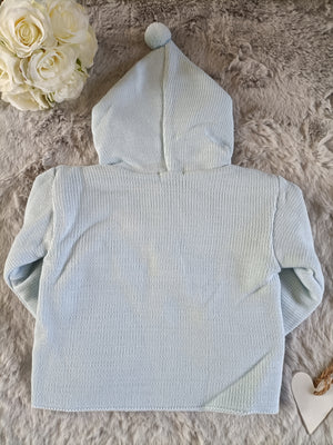 Knitted Boys Pram Coat - Sky