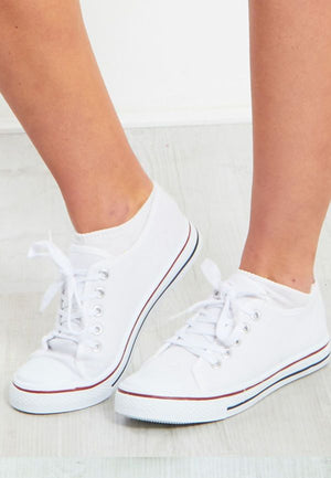 Canvas Lace Up Trainers - White