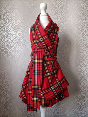 Mini Blonde & Wise Trench Dress - Red Tartan